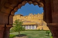 Beautiful Architecture Historic stepwell of Panna Meena Ka Kund near the Amber Fort. Constructed background of red sandstone and m