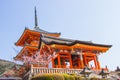 Beautiful architecture inside Kiyomizu-dera temple during cherry sakura blossom time are going to bloom in Kyoto, Japan Royalty Free Stock Photo