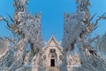 The beautiful architecture inside Wat Rong Khun White Temple in Chiangrai province