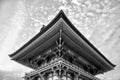 Beautiful Architecture in Kiyomizu-dera Temple Kyoto, Japan (black and white) Royalty Free Stock Photo