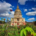 Beautiful architecture of the Les Invalides building with a golden dome in Paris, France Royalty Free Stock Photo