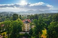 Beautiful architecture of the Lomnica Palace in Lower Silesia. Poland