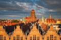 Beautiful architecture of the Main Town of Gdansk in the rays of the setting sun. Poland Royalty Free Stock Photo