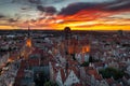 Beautiful architecture of the Main Town of Gdansk at sunset. Poland Royalty Free Stock Photo