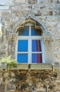 Beautiful architecture of an old stone house window in the city of Hvar Royalty Free Stock Photo
