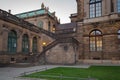 Beautiful architecture of the old town in Dresden at dusk, Saxony. Germany Royalty Free Stock Photo