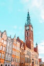 Beautiful architecture of the old town in Gdansk with city hall at Gdansk, Poland Royalty Free Stock Photo