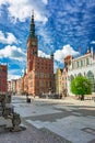 Beautiful architecture of the old town in Gdansk with city hall, Poland Royalty Free Stock Photo