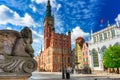 Beautiful architecture of the old town in Gdansk with city hall, Poland