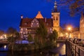 Beautiful architecture of the old town in Gdansk at dusk, Poland Royalty Free Stock Photo