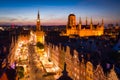 Beautiful architecture of the old town in Gdansk at dusk. Poland Royalty Free Stock Photo