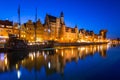 Beautiful architecture of the old town in Gdansk at dusk, Poland Royalty Free Stock Photo