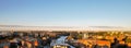 Beautiful architecture of old town in Gdansk, Poland at sunny day. Panorama banner size Aerial view from drone of the Royalty Free Stock Photo