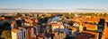 Beautiful architecture of old town in Gdansk, Poland at sunny day. Panorama banner size Aerial view from drone of the Royalty Free Stock Photo