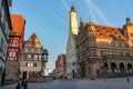 beautiful architecture of romantic Rothenburg ob der Tauber with timbered Fachwerkhaus syle houses in Bavaria Germany