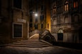 The beautiful architecture of Venice, Italy, by night