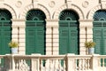 Beautiful architecture green windows