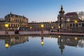 Beautiful architecture of the Zwinger palace in Dresden ad dusk, Saxony. Germany Royalty Free Stock Photo