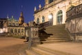 Beautiful architecture of the Zwinger palace in Dresden at night, Saxony. Germany Royalty Free Stock Photo