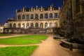 Beautiful architecture of the Zwinger palace in Dresden at night, Saxony. Germany Royalty Free Stock Photo