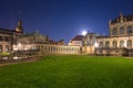 Beautiful architecture of the Zwinger palace in Dresden at night, Saxony. Germany Royalty Free Stock Photo