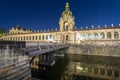 Beautiful architecture of the Zwinger palace in Dresden at night, Saxony. Germany Royalty Free Stock Photo