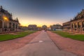 Beautiful architecture of the Zwinger palace in Dresden at sunset, Saxony. Germany Royalty Free Stock Photo