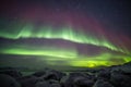 Beautiful Arctic fjord landscape with Northern Lights - Spitsbergen, Svalbard Royalty Free Stock Photo