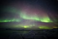 Beautiful Arctic fjord landscape with Northern Lights - Spitsbergen, Svalbard Royalty Free Stock Photo