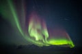 Beautiful Arctic mountain landscape with Northern Lights - Spitsbergen, Svalbard Royalty Free Stock Photo