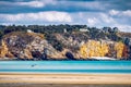 Beautiful area of Morgat with the sand beach and rocky coastline Royalty Free Stock Photo