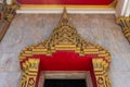 Beautiful arhitecture golden details on doors arque, traditional Buddhist temple Royalty Free Stock Photo