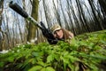 Beautiful army girl with gun Royalty Free Stock Photo