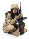 Beautiful army girl with rifle Royalty Free Stock Photo