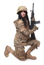 Beautiful army girl with rifle Royalty Free Stock Photo