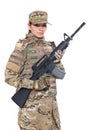 Beautiful army girl with rifle Royalty Free Stock Photo