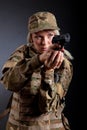 Beautiful army girl with rifle Royalty Free Stock Photo