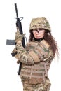 Beautiful army girl with rifle Royalty Free Stock Photo