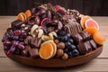 beautiful arrangement of chocolate-covered fruit and nuts, ready to be delivered to friend or loved one