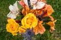 Beautiful arrangement of flowers at a wedding reception