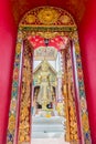 Beautiful art of Buddha image, religious places and religious objects in Myanmar mixed with Lanna style at Wat Ming Muang Buddhist