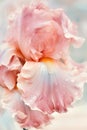 beautiful art with soft lavender -peach fuzz iris flower with water drops against abstract background. close up. paint Royalty Free Stock Photo