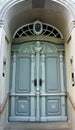 Retro art wooden door in the street of old town, Lubeck, Germany Royalty Free Stock Photo