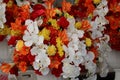 Beautiful of artificial flowers, white, orange, red, yellow flowers. Royalty Free Stock Photo