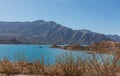 The beautiful artificial lake of Potrerillos Dam in the province of Mendoza, Argentina. Royalty Free Stock Photo