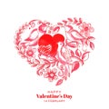 Beautiful artistic heart shape valentines day card design