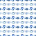 Beautiful artistic tender wonderful blue porcelain china tea cups pattern watercolor hand illustration Royalty Free Stock Photo