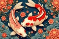 Beautiful Artwork Of Koi Carpers At 4-11-2024 Royalty Free Stock Photo