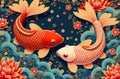 Beautiful Artwork Of Koi Carpers At 4-11-2024 Royalty Free Stock Photo