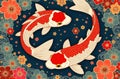 Beautiful Artwork Of Koi Carpers At 4-11-2024 Royalty Free Stock Photo